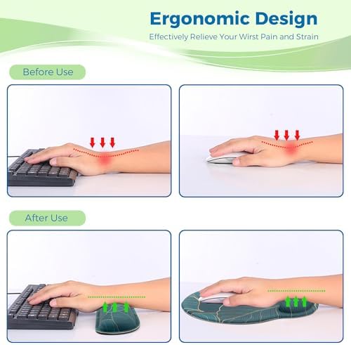 Mouse Pad and Keyboard Wrist Rest Support,Ergonomic Mouse Pad Set