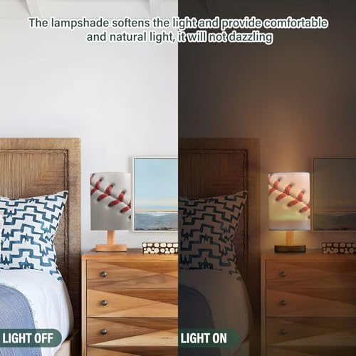 ALAZA Sport Ball Baseball White Decor Bedside Table Lamp with USB Port for Bedroom Nightstand Office Desk LED Bulb Included