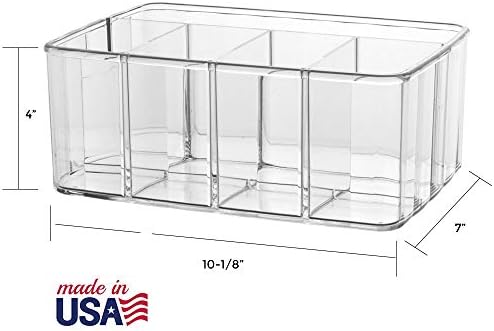 STORi 5-Compartment Clear Plastic Organizer | Rectangular Divided Makeup and Vanity Storage Bin and Office Desk Caddy | Scalloped Wall Design | Made in USA