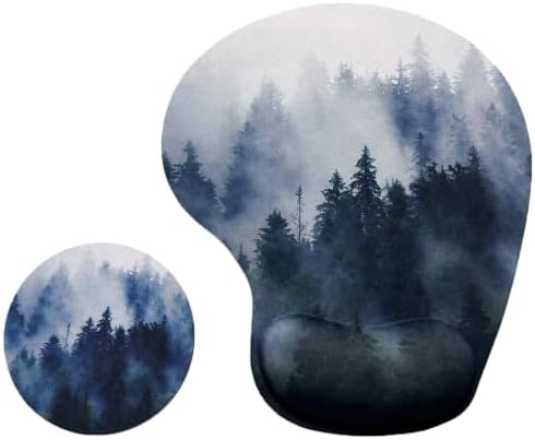 Mouse Pad with Wrist Support, Ergonomic Mouse Pads with Memory Foam Wrist Rest, Easy Typing Pain Relief, Comfortable Home Office Computer Wrist Support Pads for Working Studying Gaming, Forest