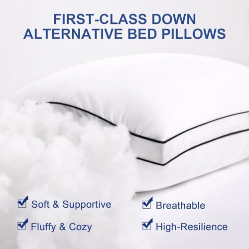 CHOKIT Gusseted Pillows King Size Set of 4, Fluffy Bed Pillows for Sleeping