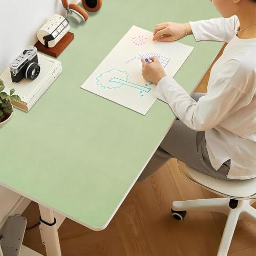 Bloss Extra Large Desk Mat 55" x 24", Waterproof Student Study Desk Mat, PU Leather Computer Writing Desk Pad, Non-Slip Dressing Table Cover Protector for Home Office and Decor - Beige