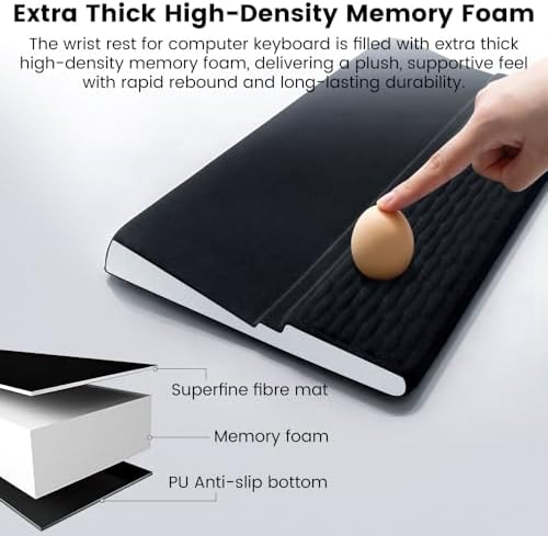 Wrist Rest with Keyboard Stand, Ergonomic Keyboard Riser Holder Lifter Tray, Soft Memory Foam Wrist Pad with Non-Slip Base, Comfort for Office, Work, Gaming