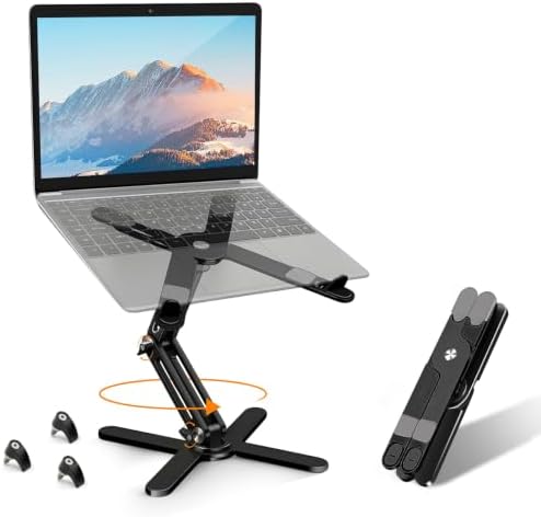 MOALLIA N86 360 Rotating Laptop Stand for Desk with Locking Knobs, Black
