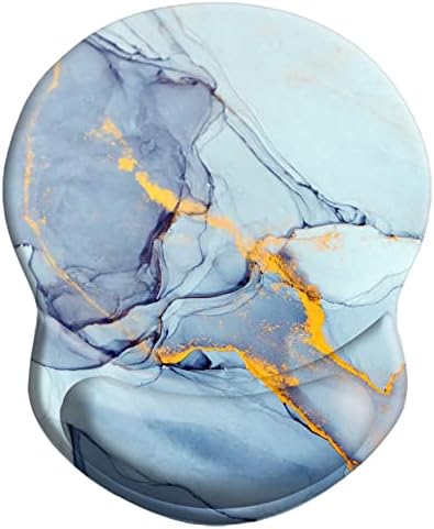 Ergonomic Wrist Support Mouse Pad - Comfortable Computer Mouse Pad with Non-Slip PU Base for Home Office Working Gaming (Light Blue Marble)