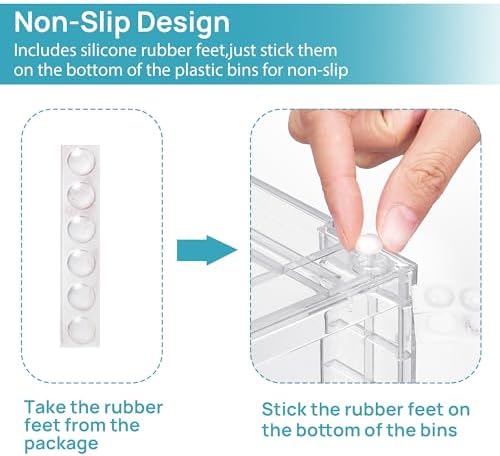 Vtopmart Clear Stackable Storage Drawers, 4 Pack Kitchen Cabinet Set