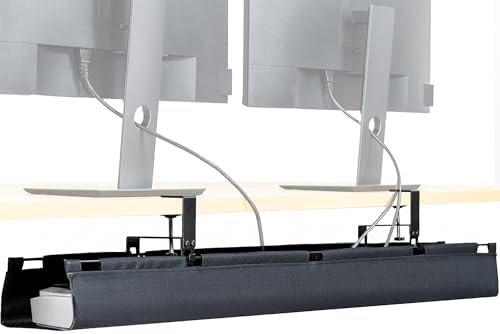 VIVO Black Clamp-on 47 in Fabric Cable Management Tray, DESK-AC47F-C
