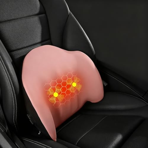 Car Lumbar Back Support Pillow, Heat Vibration Massage Car Lumbar Pillow