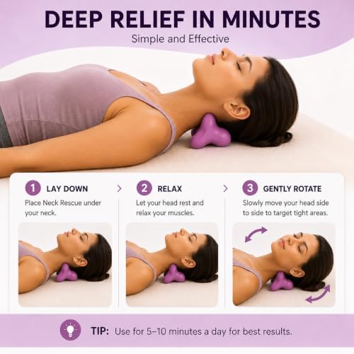 Trigger Point Neck Massager for Neck Pain Relief, Occipital Release Tool, 100% Silicone Design with Flexible Points to Relieve Deep Muscle Tension, Headaches & Tech Neck