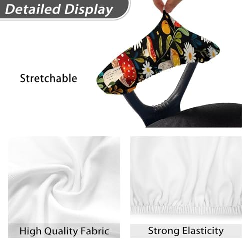 Mushroom Daisy Print Office Chair Armrest Covers 2Pcs Stretchy Gaming Chair Arm Protector with Elastic Edge, Universal Fit