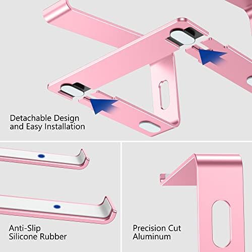 BESIGN LS03 Aluminum Laptop Stand, Ergonomic Detachable Computer Stand, Notebook Riser, Laptop Mount Compatible with Air, Pro, Dell, HP, Lenovo More 10-15.6" Laptops, Pink