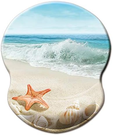 Mouse Pad, Mouse Pad Wrist Support, Pain Relief Wrist Rest Pad with Anti-Slip PU Base for Gaming, Home, Office & Travel, Sturdy & Comfortable, Beach