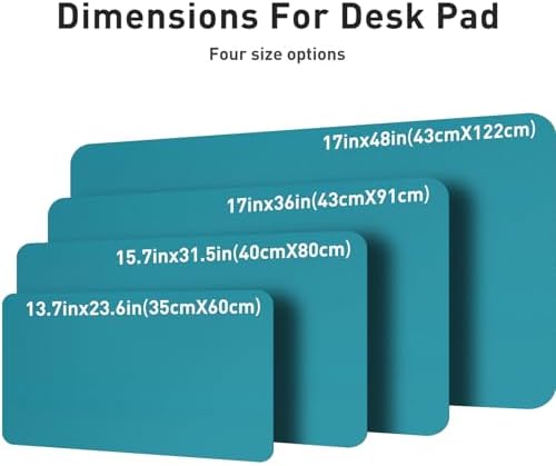 Aothia Leather Desk Pad Protector, Office Desk Mat, Large Mouse Pad, Non-Slip PU Leather Desk Blotter, Laptop Desk Pad, Waterproof Desk Writing Pad for Office and Home (48"x17", Turquoise)