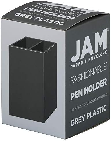 JAM PAPER Plastic Pen Holder - Grey - Desktop Pencil Cup Sold Individually