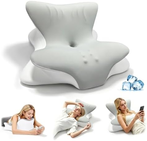 Cervical Neck Pillow for Pain Relief, Ergonomic Reading Pillow for Bed