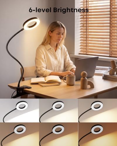 Clip‑On Book Light 5W Desk Lamp, USB Powered Reading Light for Bed