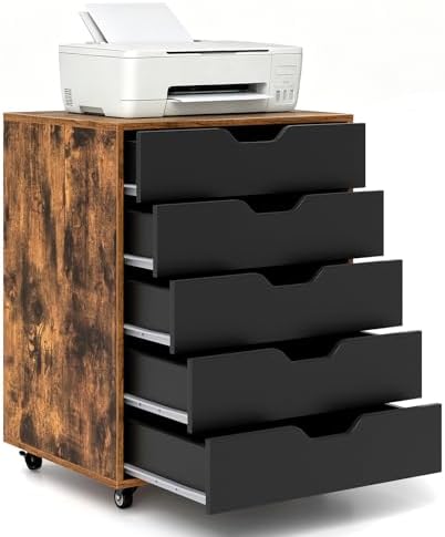DREAMADE Rolling File Cabinet, 5-Drawer Under Desk File Cabinet
