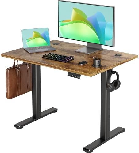 INNOVAR Electric Height Adjustable Standing Desk, 40x24 Inch, Rustic Brown