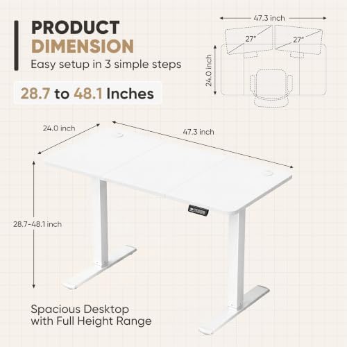Furmax 48 Inches Electric Height Adjustable Standing Desk Home Office Desk