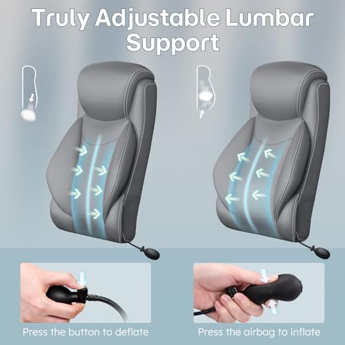 Ergonomic Office Chair,Inflatable Lumbar Support High Back Chair,Gray