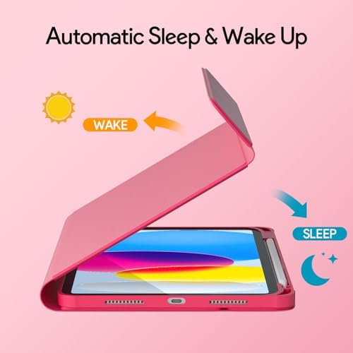 YBING for iPad A16 Case with Keyboard /11th Gen (2025) & iPad 10th Gen 10.9” (2022), 7-Color Backlit Detachable Keypad, 360° Rotating Magnetic Cover with Pencil Holder (Watermelon Red)