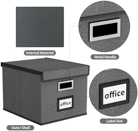 File Organizer Box with Lids, Collapsible File Folder Organizer