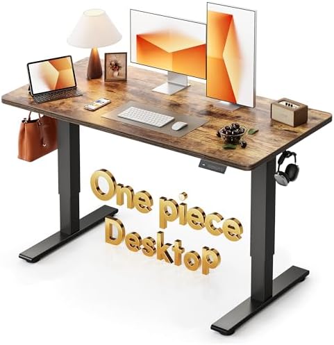 CubiCubi 48 x 24 Electric One-Piece Standing Desk, Rustic Brown