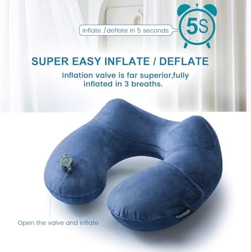 Keemall Inflatable Travel Neck Pillow for Airplane to Relieve Neck Pain