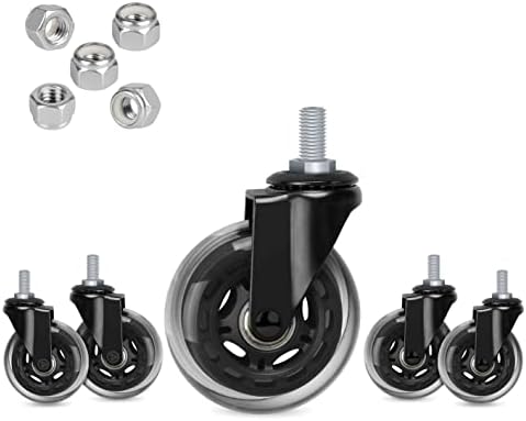 Hirate 3 inch Office Chair Casters Wheel with 3/8"-16UNC Threaded Stem