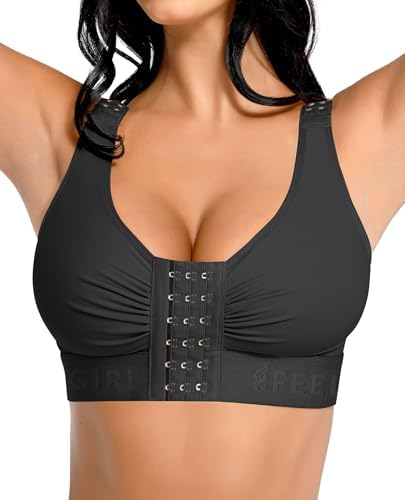 FeelinGirl Post Surgery Compression Bra for Women's Front Closure Bra