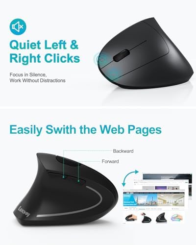 Lekvey Left Handed Mouse, Ergonomic Vertical 2.4G USB Wireless Lefty Mouse