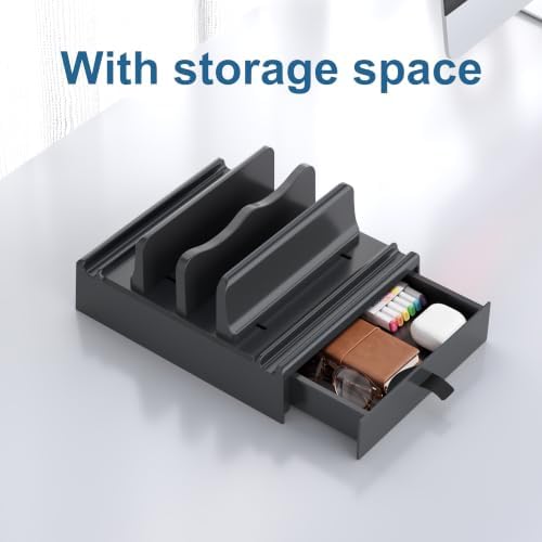 Vertical Laptop Stand, with Storage Adjustable 4 in 1 ABS