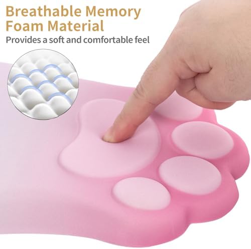 L-SPOUTTO Ergonomic Mouse Pad with Wrist Rest,Pink Mouse Pad Wrist Support