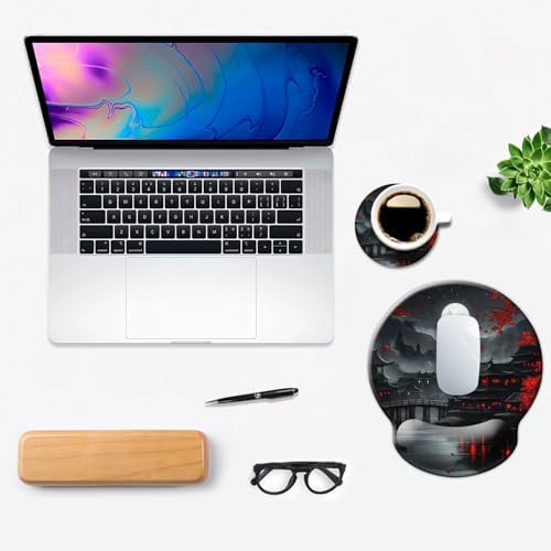 Ergo Comfort Gel Wrist Rest Mouse Pad-Ergonomic Office Mousepad with Wrist Support-Non-Slip, Design Desk Accessories Mat for Home&Game Decor Full Moon
