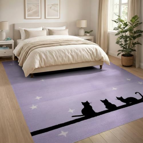 8'x10' Black Cat Lavender Starry Ultra-Soft Area Rug