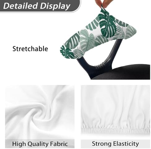 2 Piece Office Chair Armrest Covers Monstera Leaves Print Removable Stretchable Office Chair Arm Covers, Soft Comfort Office Chair Armrest Covers with Elastic Band