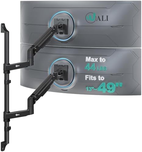 WALI Vertical Dual Monitor Wall Mount for 13-49 inch Screens, 44lbs per Arm