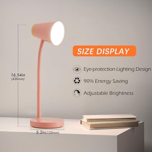 EJIAXIN Desk Lamps for Home Office - Small LED Desk Lamp Touch Dimmable Reading Light for College Dorm Room - Adjustable Flexible Gooseneck Table Lamp for Bedside Bedroom Nightstand Pink