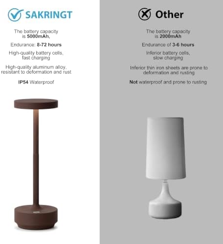 LED Cordless Table Lamp Rechargeable,Battery Powered Outdoor Table Light