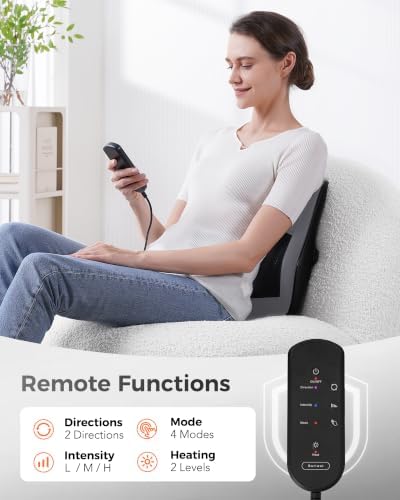 Boriwat Back Massager with Heat, 3D Kneading Massage Pillow for Back, Neck, Shoulder, Leg Pain Relief Deep Tissue, Gifts for Women Men Mom Dad(Dark Gray)