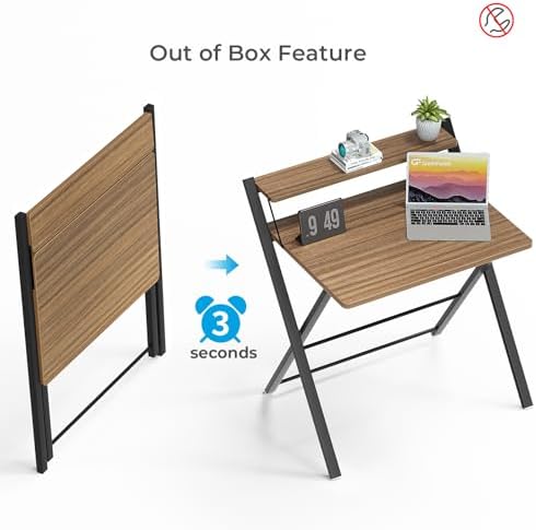 GreenForest Folding Desk No Assembly, Sturdy Computer Desk for Small Spaces