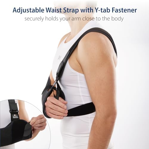 Comforband Duluxe Shoulder Immobilizer Arm Sling – Medical Sling with Adjustable Shoulder and Waist Straps for Torn Rotator Cuff, Clavical, Elbow, Forearm Injury (Medium)