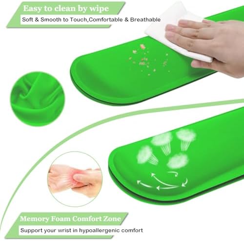 BamLue Keyboard Wrist Rest, BamLue Memory Foam Pad Set for Easy Typing & Pain Relief for Laptop, Office & Home, Ergonomic Sets for Keyboard, Gel Mouse Wrist Rest, Smooth Fiber Cushion Wrist Support