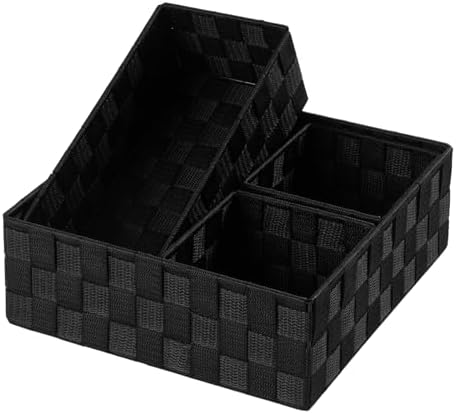 Posprica Woven Storage Basket Small Baskets for Organizing, Cube Basket Bin Container Tote Organizer Divider for Drawer,Closet,Shelf, Dresser,set of 4