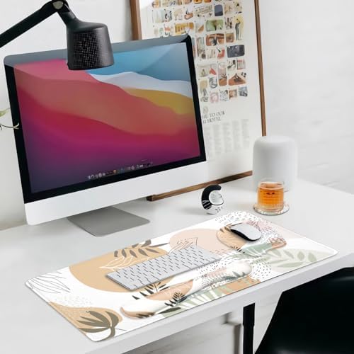 Keyboard Wrist Rest Large Mouse Pad Wrist Support for Computer, 4 in 1 Memory Foam Keyboard Pad Desk Mat Ergonomic Hand Rest Wrist Cushion for Home Office Gaming - Minimalist Plant