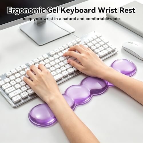 Gel Wrist Rest for Keyboard,Jelly Clear Gel Keyboard Wrist Rest-Purple