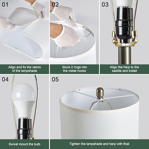 24.5” Table Lamps for Living Room Set of 2, Touch Control, Silver