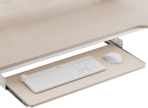EUREKA ERGONOMIC Adjustable Keyboard Tray Under Desk, 28x11 Inch Large Slide Out Keyboard & Mouse Platform Tray, Wooden Pull Out Computer Keyboard Drawer for Typing Home Office Desk, Maple