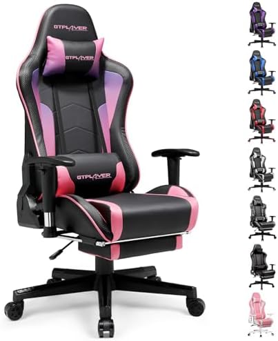 GTPLAYER Gaming Chair with Footrest Speakers Video Game Chair Bluetooth Music Heavy Duty Ergonomic Computer Office Desk Chair