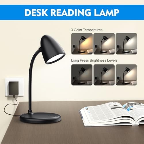 LED Desk Lamp for Home Office,Dimmable Table Lamp 3 Light Colors